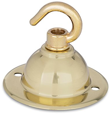 Kompakter Baldachin für Lampe, Deckenbaldachin aus Messing mit Haken, Messing - inkl. Montagematerial und Zugentlastung