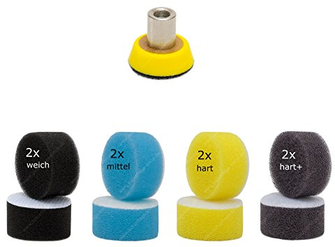 30mm Stützteller passend für Proxxon WPE & WPA Winkelpolierer APS PP30 Klettteller Polierteller + 8 APS Mini-Polierpads in 4 Härtegraden