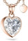 Amoonic Collier Cœur Femme Or Rose (Argent 925 plaqué Or Rose) Zircon Pendentif Coeur | Idée Cadeau Femme Anniversaire | Boîte à Bijoux Message *Je t'aime* | Chaîne Longeur 45-50cm | Cadeau d'amour