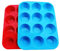 Muffinform aus Silikon, antihaftbeschichtet, Muffinform für Muffins und Cupcakes, Silikonform, Backzubehör, 12 x Muffinformen (12 rot + blau)