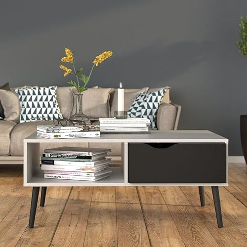Tvilum Couchtisch Oslo Wohnzimmertisch Fernsehtisch Weiß/Schwarz