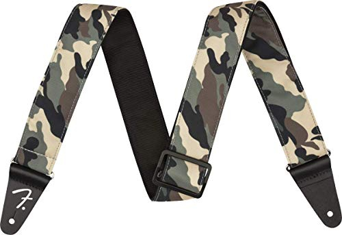 Fender Gitarrengurt, Camo Strap 2, Tarnmuster, 5 cm Breit, Woodland Camo