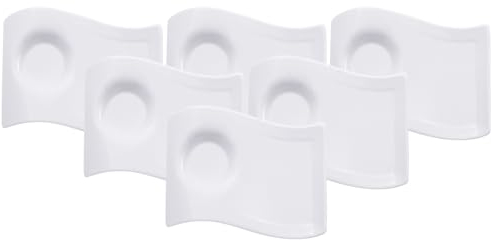 Villeroy & Boch NewWave Caffè Kleiner Unterteller Partyplate, 17 x 13 cm, Premium Porzellan, Weiß, 6er Set