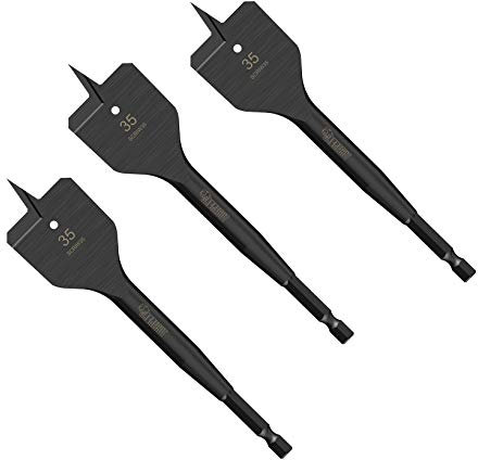 3 x SabreCut SCRIW35_3 35mm x 152mm Impact Rated Flat Wood Spade Bits for Softwood Hardwood Chipboard