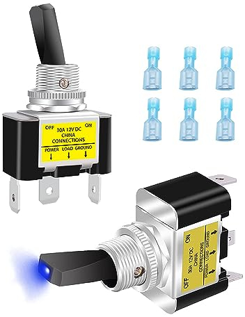 Taiss/2 Stück Kippschalter 12V DC blau LED Wippschalter 30A SPST EIN/AUS 3Pin Mit Terminal, Für Auto Oder Boot ASW-07D-2-BU-DZ