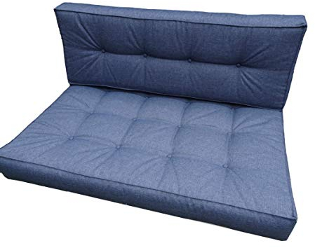 Palettenkissen Schaumkissen/Kissen Palettensofa Euro Paletten/europalleten sitzkissen/sitzkissen palettenmöbel/palettenkissen Outdoor/Sitzkissen 120 x 60 cm (Blau, 2X teiliges Set)