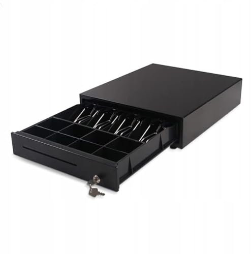 Stabile und elegante Kassenschublade, Fiskalische Kassenschublade, Langlebiger Stahl, Abschließbar mit Schlüssel, RJ12, HDWR HD-KER35