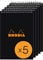 Rhodia 165019C - Packung mit 5 Notizblöcken Notepad, mit Doppelspirale, 80 Blätter liniert 80g, Schwarz, 1 Pack