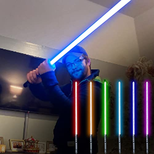 YDD GENIUS Duel Lightsaber,RGB 16 Colors 4 Sound Fonts Light Saber,Smooth Swing & Fight Sound Effects, Kids Gift for Ages 8 and Up, Cosplay Toys for Adults (99cm)