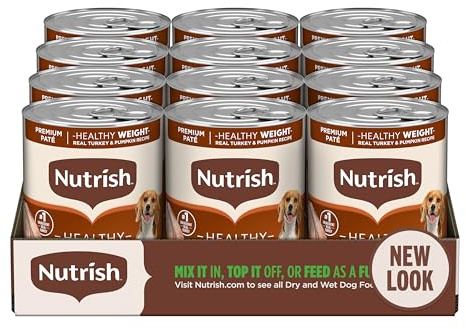 Nutrish Rachael Ray Weight Management Wet Dog Food Premium Paté Real Turkey & Pumpkin Recipe, 13 oz. Can, 12 Count