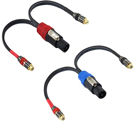 WJSTN Speak-on 4-Pole to Dual RCA Break Out Splitter Cable Speakon Splitter Cable,for Speaker (Speakon to RCA)
