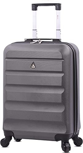 Aerolite 55x38x20cm ABS Koffer Handgepäck Emirates Max. Größe Hartschalen Kabinengepäck mit 4 Rädern, auch passend für viele andere Fluggesellschaften 5 Jahre Garantie (Kohlegrau)