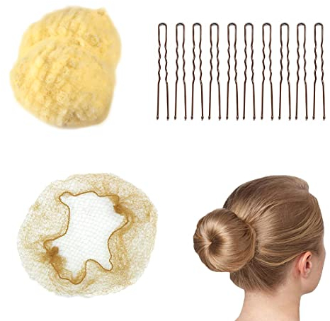 50 Stück Unsichtbares Haarnetz, elastisches Netz, Seitenbänder, 10 Stück, Haarspange, tanzendes Chignon-Mesh-Set, unsichtbares Chignon-Netz für Frauen