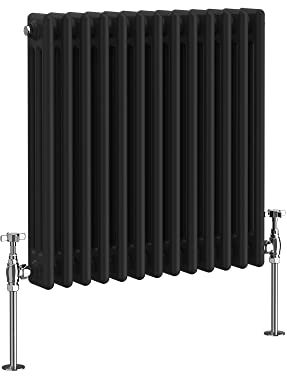 NRG 600 x 605mm Black Radiator Traditional 3 Column Horizontal Central Heating Cast Iron Rads
