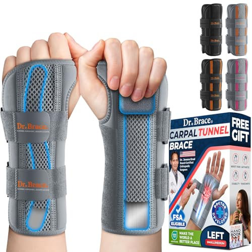 DR. Brace Handgelenkbandage für Karpaltunnelsyndrom, Größe S/M, Lefr Hand, Grau