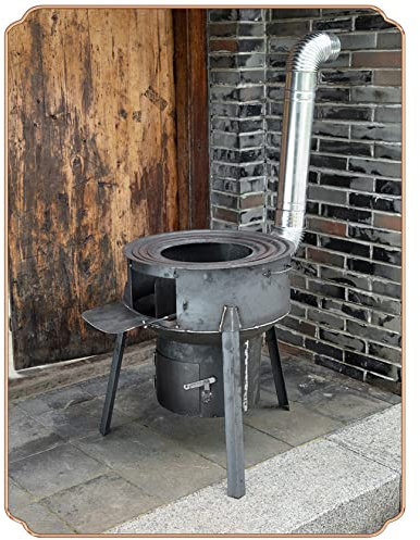 YYUINU Stufa A Legna Portatile, Stufa da Cucina in Ferro Puro Senza Fumo per Interni/Esterni, Stufa per Riscaldamento Rurale, Adatta per Carbone, Legna, Paglia di Colture, Pellet di Biomassa,63CM