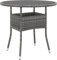 Makastle Polyrattan Beistelltisch Ø80x75 cm Rund Hartglas Tischplatte Wetterfest Balkontisch Gartentisch Kaffeetisch Rattantisch Gartenmöbel, Grau