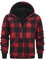 onedog Hommes à Carreaux Hoodie Fleece Sweatshirt avec Fermeture éclair complète Sweat à Capuche Hommes avec Manches Longues Fleece Veste d'hiver Chaude avec épaississement(Rouge 3XL)