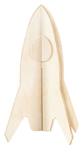 Pebaro 851/8 Holzbausatz Rakete, 3D Puzzle, Modellbausatz, Basteln mit Holz, Holzpuzzle, vorgestanzte Holzplatte, inkl. Schmirgelpapier, ausbrechen, zusammenstecken, fertig, Geschenkidee