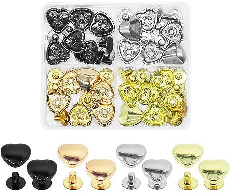 JJWNMLL 24Pcs Schraubnieten,12mm 4 Farben Nieten für Leder | Dekorative Niete Kleidungsstück Niete verwendet für Taschen, Kragen, Gürtel, Kleidung, Geldbörse, Handtasche, DIY Handwerk