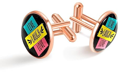 Roségoldene Manschettenknöpfe für Herren, Schmuck-Manschettenknöpfe, Anzug, Hemd, Business, Hochzeit, mit Geschenkbox –Lebe lache Liebe