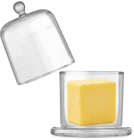 Beurrier en verre avec couvercles - Mini récipient à beurre transparent - Petite cloche à beurre - Pour gelée, confiture, bonbons