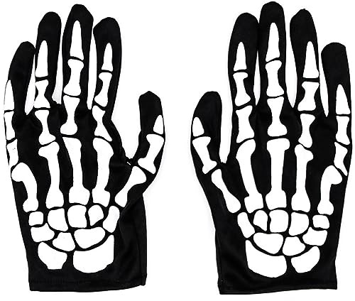 Halloween Skelett Handschuhe Gelenke Klaue Knochen Festivals Handschuhe Cosplay Kostüme Zubehör für Frauen und Männer, Schwarz , Einheitsgröße