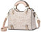 FOLOVEYA Elegant Handtasche Damen Klein Umhängetaschen Mode Frauen Henkeltaschen Crossbody Tasche Schultertasche PU Leder für Arbeiten Reisen Dating Top Griff Tasche Khaki Buchstaben