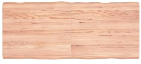 vidaXL Tischplatte, Holzplatte für Tisch Esstisch Couchtisch, Massivholzplatte Handgefertigt mit Baumkante, Ersatztischplatte Scharnierdesign, Hellbraun 140x60x(2-6) cm Massivholz Behandelt