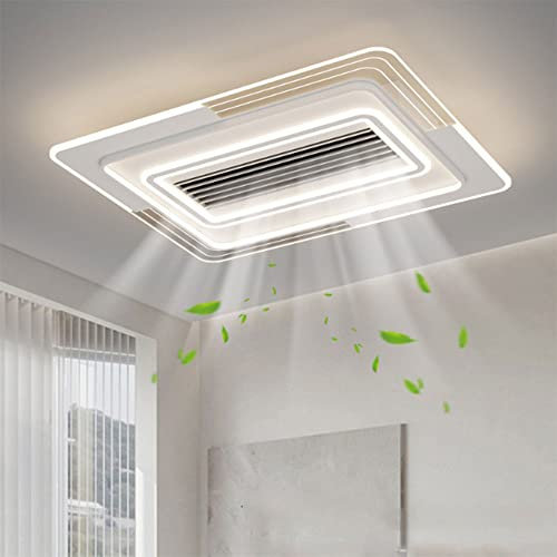 Riankh Large Modern Bladeless Ceiling Fan with Light, Dimmable, Remote Control, 3 Gears, 15-20 sq.m., White, L110cm × W:70cm