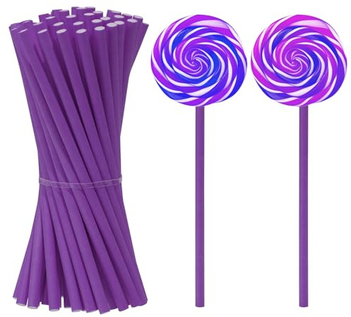 PPhtony 50 Stück Lutscher-Papierstäbchen, Süßigkeitenherstellung, Leckerli-Sticks für Weihnachten, Geburtstag, Party, Cake-Pop, Cupcake-Topper, Regenbogen-Süßigkeiten, Kekse, Dessert,