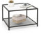 COSTWAY Couchtisch Glas, Glastisch mit 2 Ebenen, Wohnzimmertisch mit Netzregal und Oberfläche aus Hartglas, Kaffeetisch, Sofatisch für Wohnzimmer, 70 x 70 x 45 cm (Transparent und Schwarz)