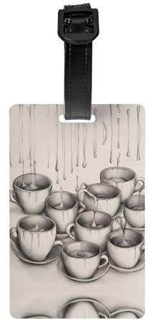 Théières et tasses dessinées à la main personnalisées uniques et durables – Étiquettes de sac élégantes pour une identification rapide et une protection de la vie privée