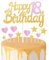 Gold Pink 18th Birthday Cake Topper, Girls 18th Birthday Decorations, Glitter Heart Stars Cake Toppers, Personalised Happy Birthday Cake Cupcake Toppers for Women Girls Baby Birthday Party Supplies