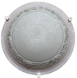 Generico Plafonnier classique en verre rond décoré rose D 30 cm