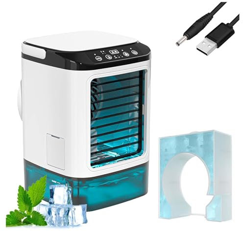 HBDSMLPL With Ice Box Desk Air Conditioner, Small AC Unit for Bedroom 3 Speeds and 7-Color LED Ductless Air Conditioner Window Unit Ac Unit for Bedroom Portable