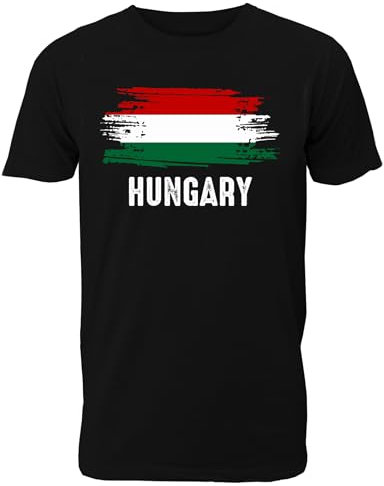 Herren T-Shirt mit Ungarn Länder Fahne/Flagge für Fans & Supporter und Fußball EM WM - auch als Geschenk für Fußball Trikot Fans
