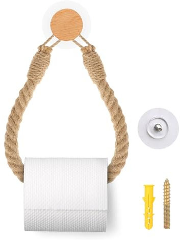 DUGEGAYL Porta salviette in Corda di Canapa- Porta Carta igienica Legno - Stile Italiano Decorazioni Bagno 27 * 4.8CM