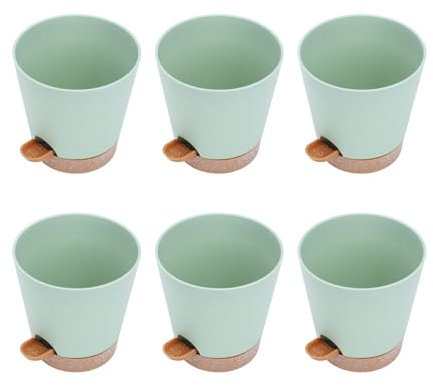 Jardinera de Riego Automático, Maceta de Riego Automático con Diseño de Depósito Fácil de Usar 6 (Verde con Base marrón.)