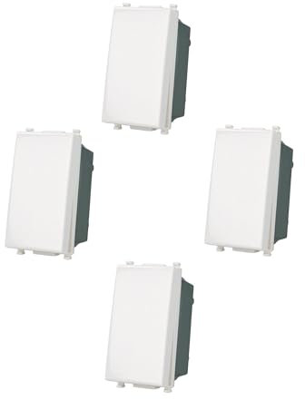 4 Pezzi Deviatore Unipolare 1P 16A compatibile con Vimar Plana colore Bianco incasso presa a muro confezione 4 pz