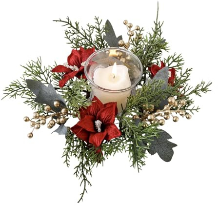 Künstliche Kerzenringe - Weihnachtskerzenringkranz, Aromatherapie Weihnachtskerzen | Kerzenständer Ring Simulation Blume Tisch Blume Kerzenständer Blume Haus Tisch Dekoration
