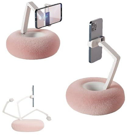 Risitei Snuggle Screen Phone Holder, Tablet Stand Pillow, Cozy Adjustable Phone Stand for Hands-Free Viewing & Comfortable Use for Bed, Couch, and Desk(Pink)