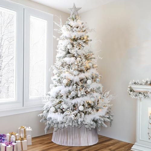 6 Stück 2 m Federboa für Weihnachtsbaum, Weiß Weihnachten Girlande, Weiße Flauschige Federboa, Federboa Weiß Federboa für Frauen für Weihnachtsbaum, Party-Girlande