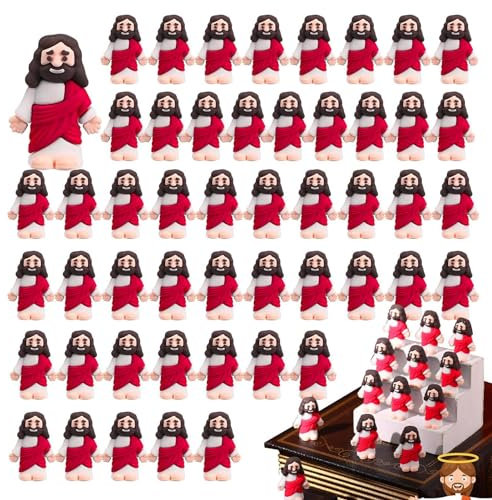 Zankie Kleine Jesus-Miniaturfigur – -Jesus-Figur, Osterdekoration – 50er-Pack, süße Baby-Jesus-Puppe, Baby-Jesus-Figur, christliche Figuren zum Füllen von Ostereiern