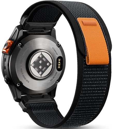 Easuny 26mm Armband Kompatible mit Garmin Fenix 6X Pro Armband/Fenix 6X/Fenix 7X/Fenix 7X Pro/Fenix 8 51mm/Fenix 5X/Plus, Quickfit Nylon Band für Fenix 3/HR, Epix Pro 51mm, Instinct 2X solar, Schwarz