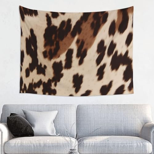 YKLJG Bedruckter Wandteppich mit Kuhfell-Druck, 95 x 73 cm, kleiner Wandteppich, Wandkunst, Dekorationen für Wohnzimmer, Schlafzimmer