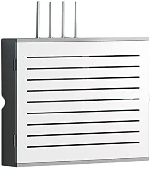 Aufbewahrungsbox für drahtlose Router aus Holz mit Tür, Multimedia, dekorative Abdeckung und Kabelmanagement-Lösung für Wohnzimmer, weiß, Innendurchmesser 45 cm