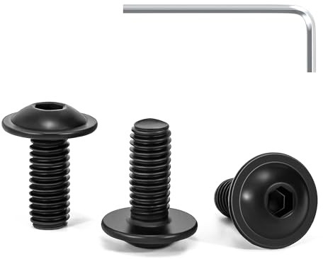 Tunejoy 30 Pièces Vis à Tête Bombée avec Bride M5 x 12 mm Noir Vis à Six Pans Creux en Acier Inoxydable A2 V2A Boulons à Tête Hexagonale avec Clé Allen Filetage Complet