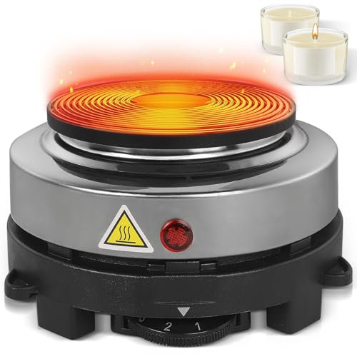 handysienda Hot Plate for Candle Making, Electric Hot Plate for Melting Wax, Black Heating Plate for Chocolate and Candy, Candle Making Supplies Accessories Kit