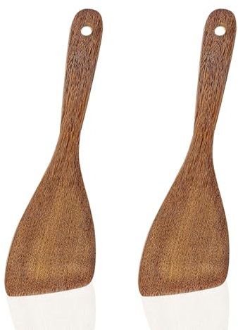XZSKD Wooden Spatula Set, 2Pcs, 33cm, Long Handle, Heat Resistant, Non-Stick Cookware